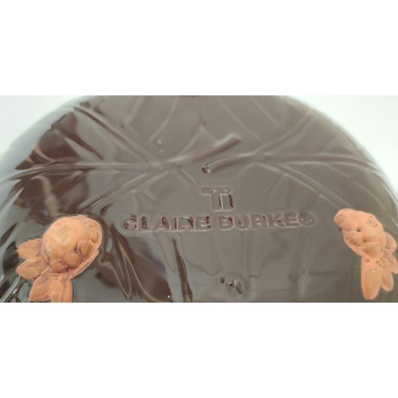 Vintage Claire Burke Pottery Bowl Brown Footed Terra Cotta Clay Partially Glazed - Picture 6 of 6